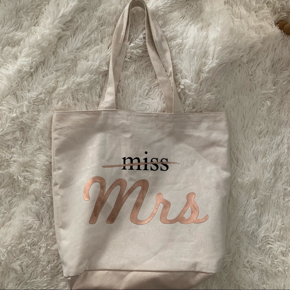 Bridal Miss to Mrs. Tote Bag White Shimmer Bag